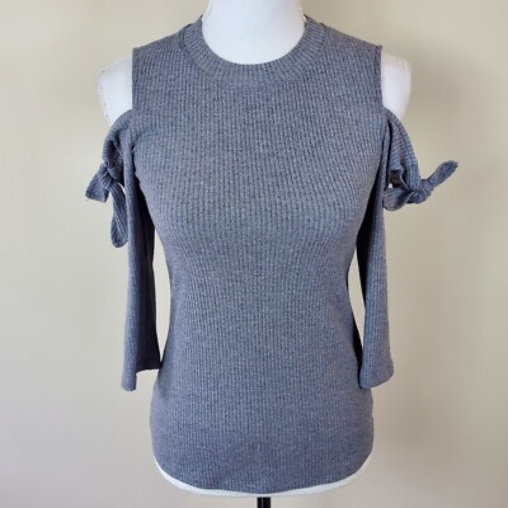 Rebecca Taylor Gray Cold Shoulder Sweater